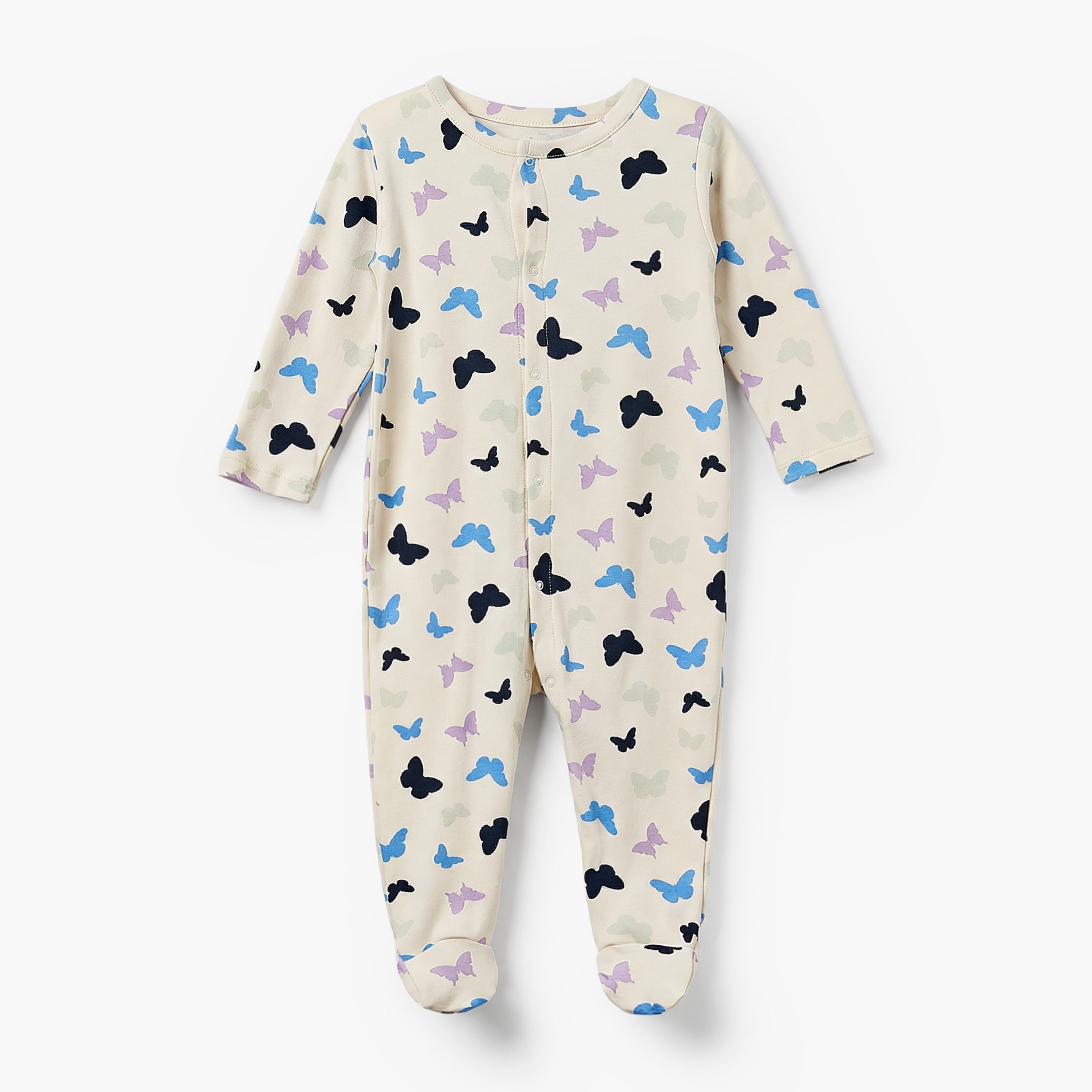 Pack of 3 Juniors Cotton Crew Neck Long Sleeves Sleepsuit with Print
