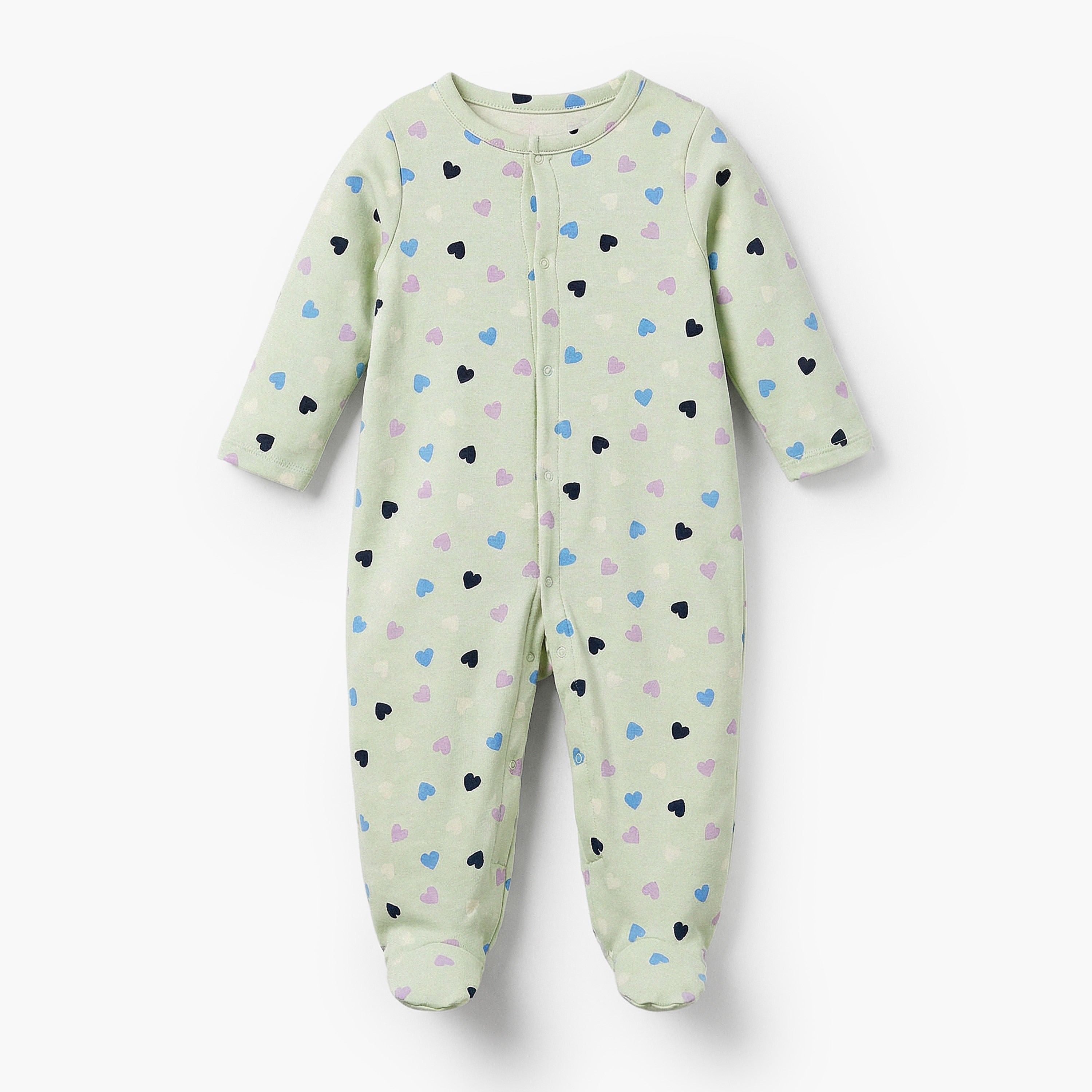 Pack of 3 Juniors Cotton Crew Neck Long Sleeves Sleepsuit with Print