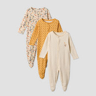 Pack of 3 Juniors Cotton Round Neck Long Sleeve Sleepsuit with Floral Print-undefined-image-1