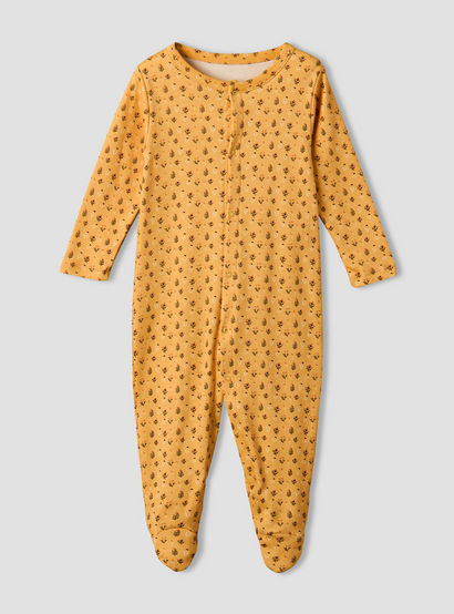 Pack of 3 Juniors Cotton Round Neck Long Sleeve Sleepsuit with Floral Print-baby-girls-clothing-nightwear-sleepsuits-image-4