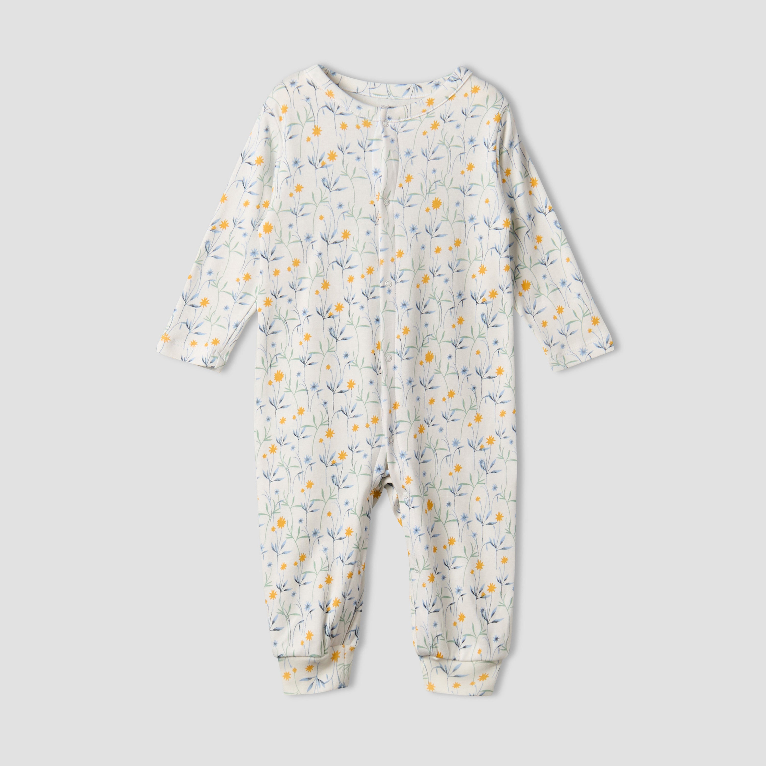 Pack of 3 Juniors Cotton Round Neck Long Sleeves Sleepsuit with Floral Print