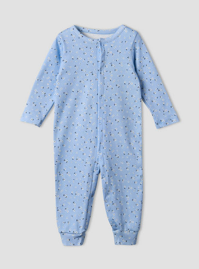 Pack of 3 Juniors Cotton Round Neck Long Sleeves Sleepsuit with Floral Print-baby-girls-clothing-nightwear-sleepsuits-image-4