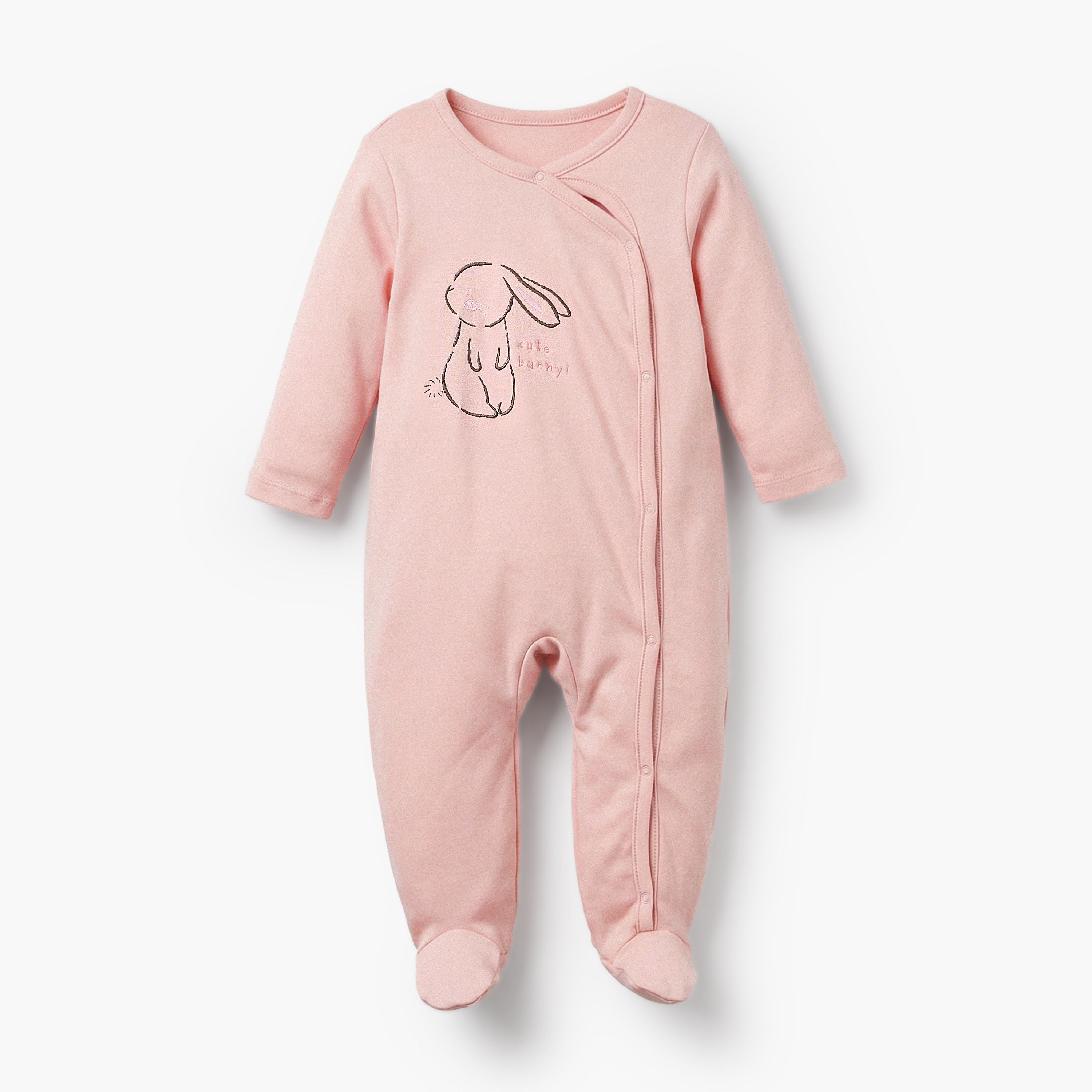 Pack of 3 Juniors Cotton Crew Neck Long Sleeves Sleepsuit with Bunny Print