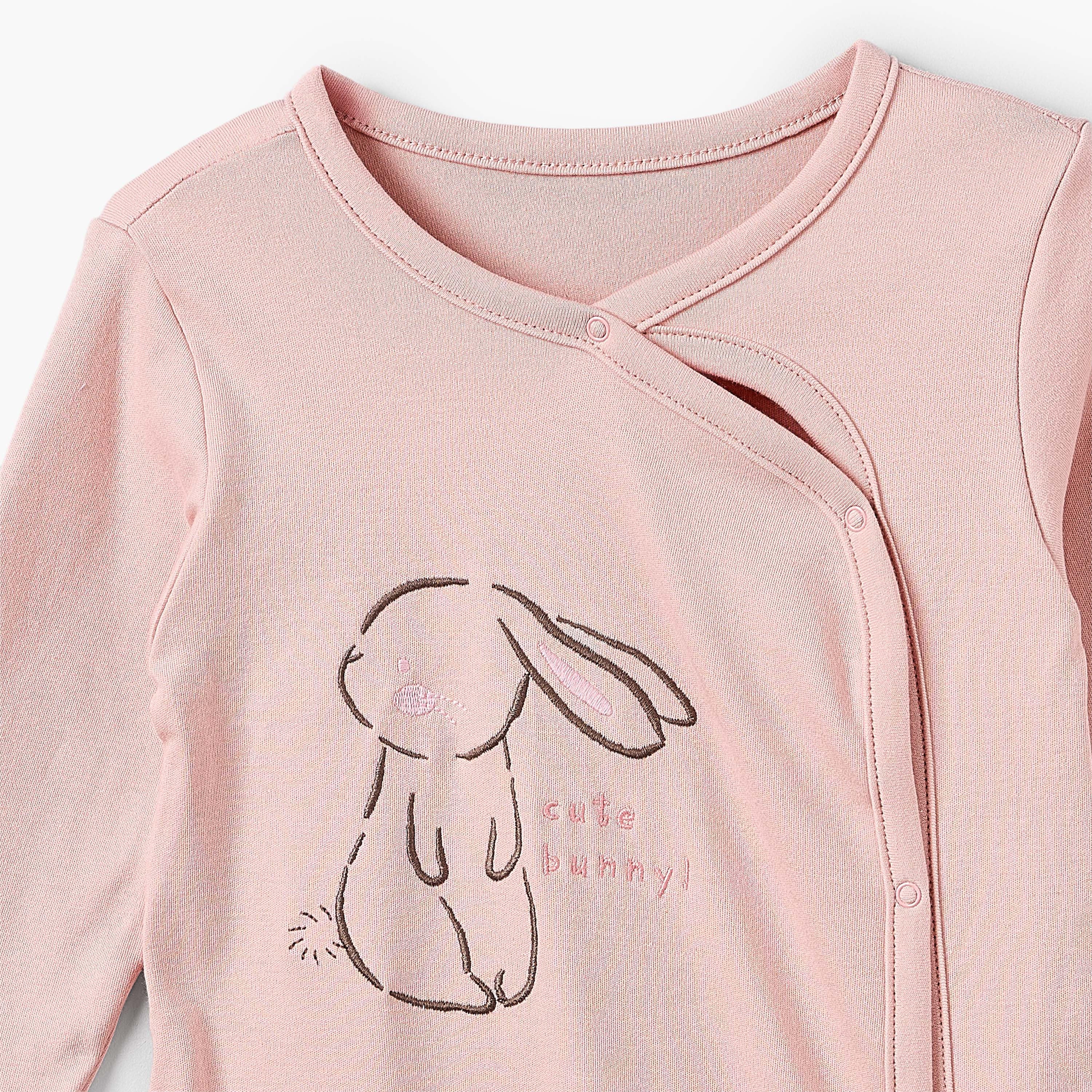 Pack of 3 Juniors Cotton Crew Neck Long Sleeves Sleepsuit with Bunny Print