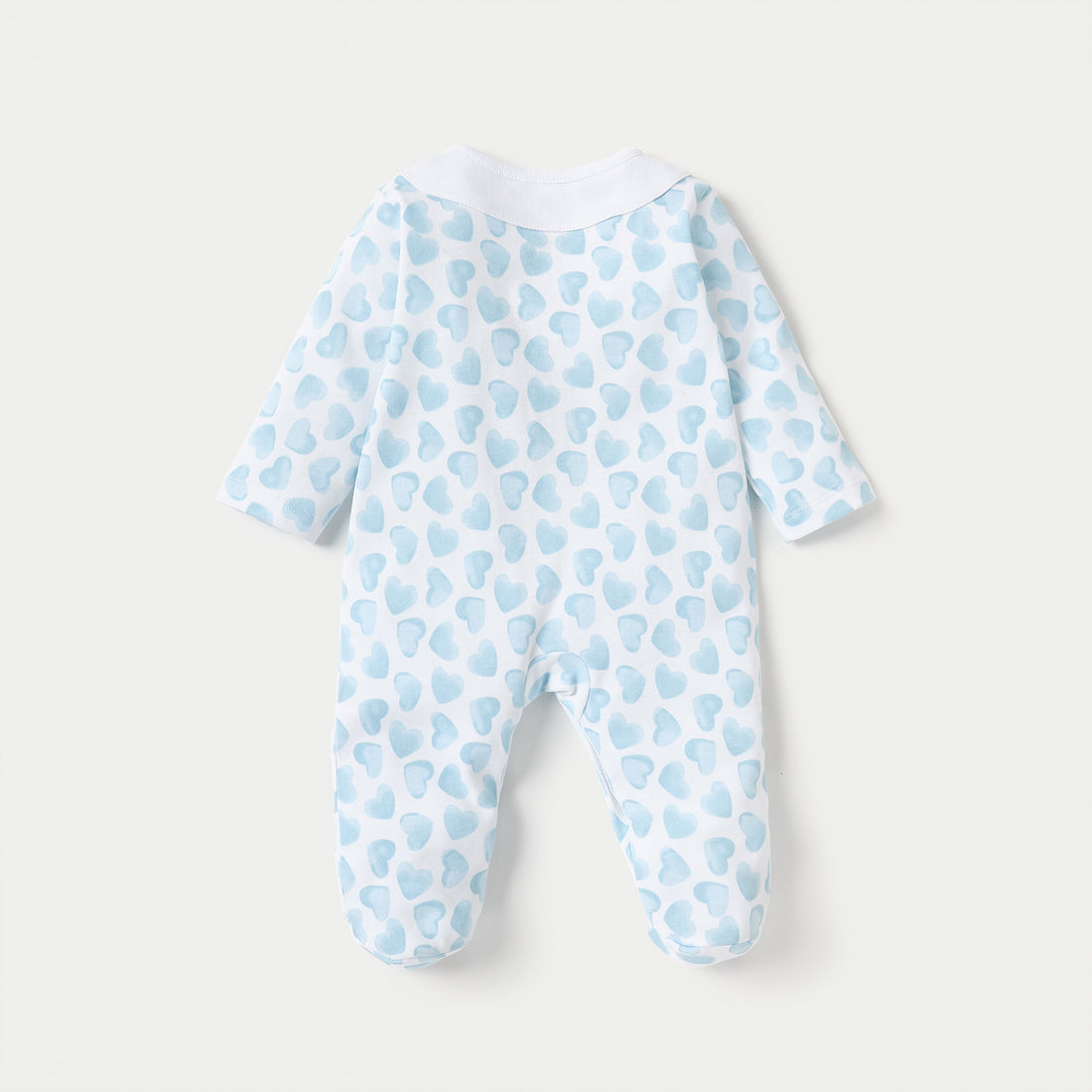 Juniors Heart Print Closed Feet Sleepsuit with Long Sleeves and Button Closure