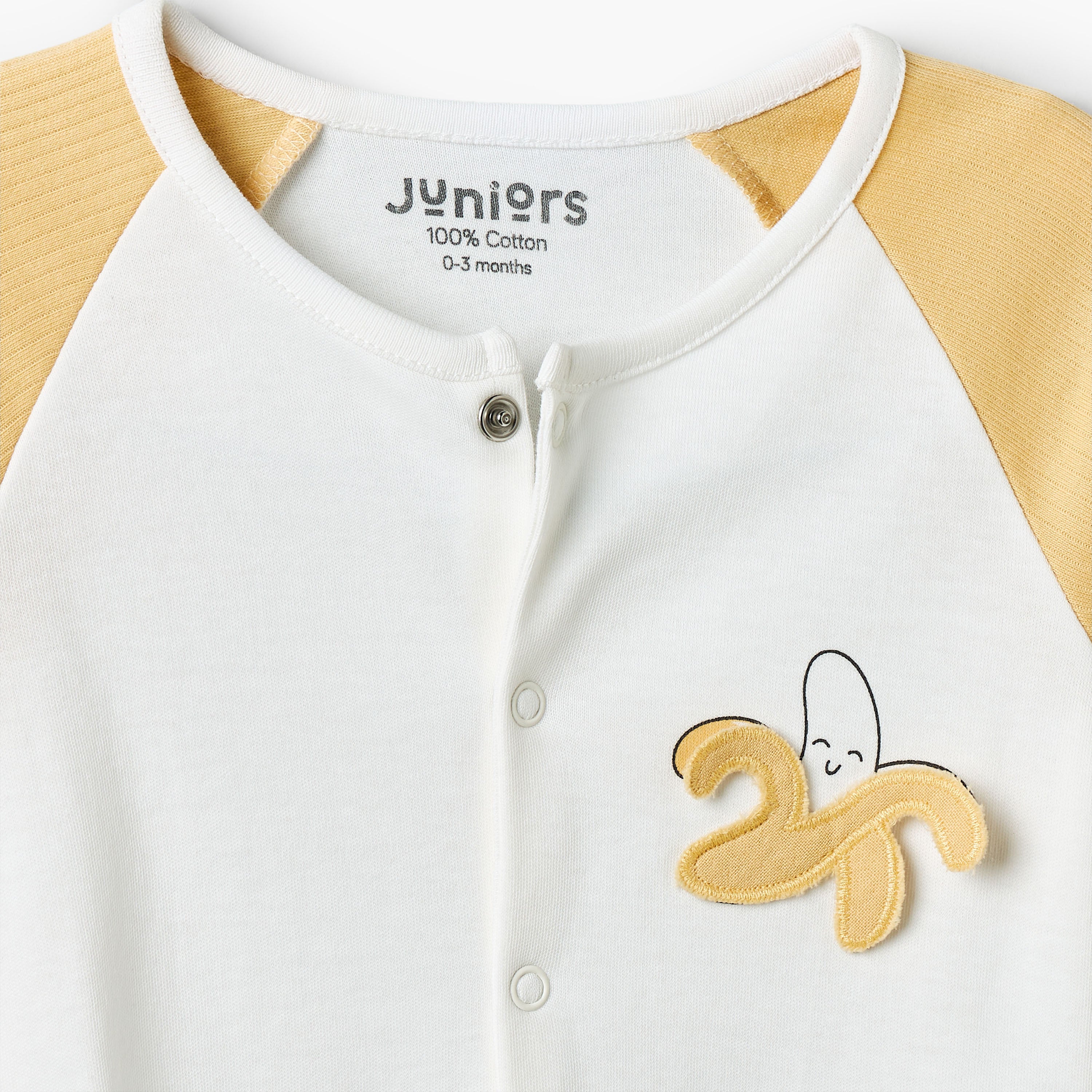 Juniors Cotton Round Neck Long Sleeves Sleepsuit with Food Applique
