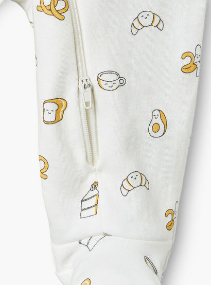 Juniors Cotton Collared Long Sleeves Sleepsuit with Breakfast Print-baby-boys-clothing-nightwear-sleepsuits-image-3