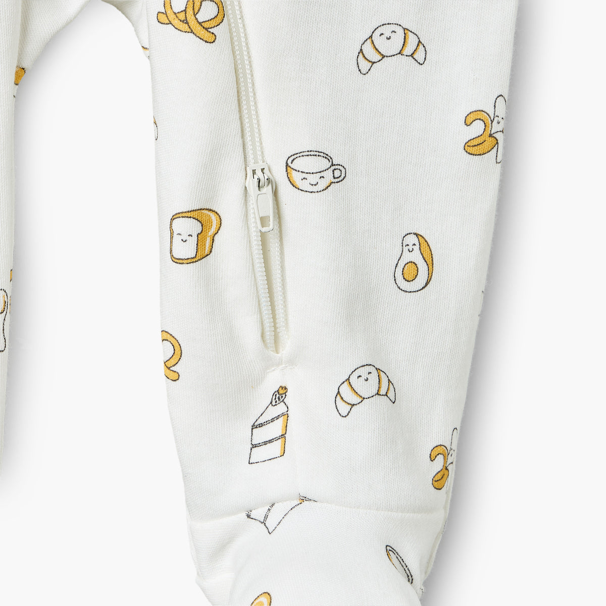 Juniors Cotton Collared Long Sleeves Sleepsuit with Breakfast Print