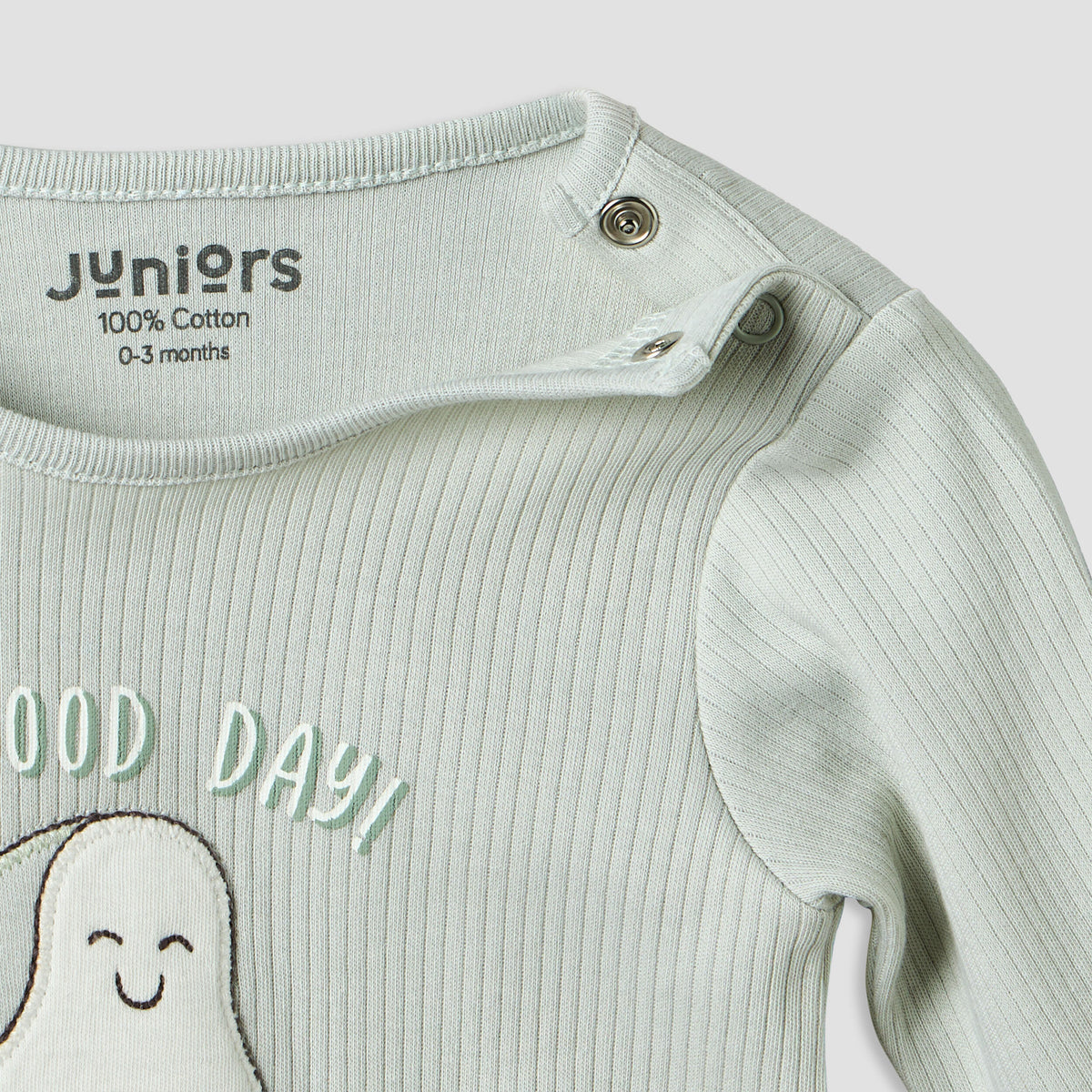 Juniors Cotton Round Neck Long Sleeves Sleepsuit with Avocado Applique