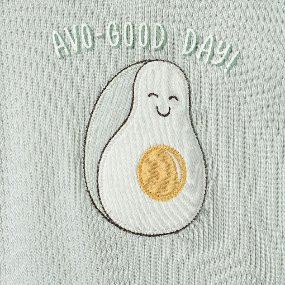 Juniors Cotton Round Neck Long Sleeves Sleepsuit with Avocado Applique