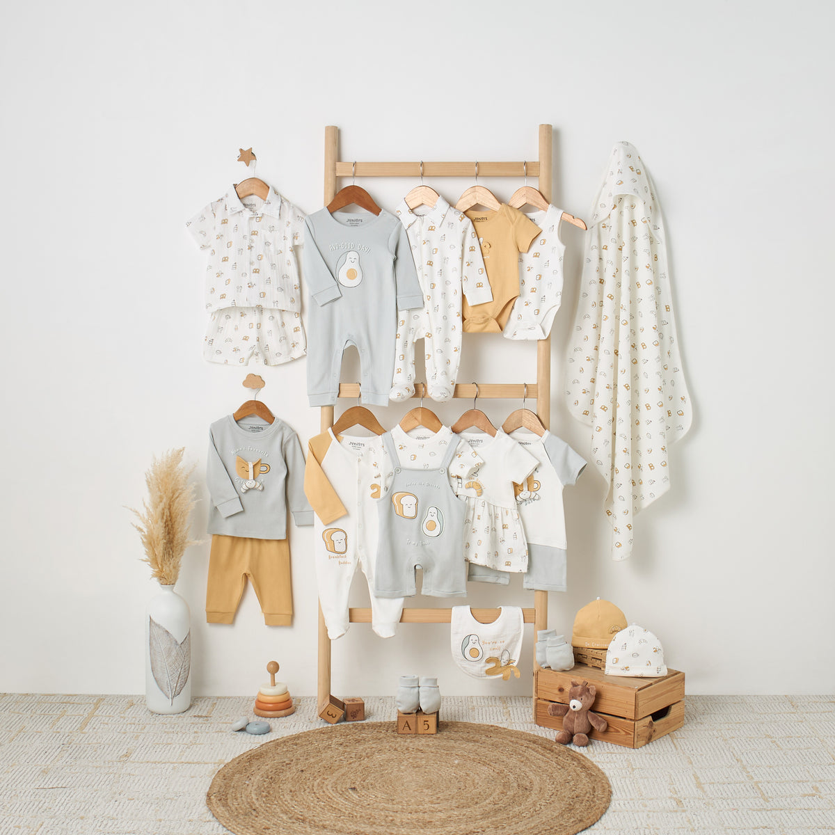 Pack of 2 Juniors Round Neck Bodysuit with Food Print