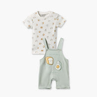 Juniors Crew Neck Short Sleeves T-shirt and Dungaree Set with Avocado Toast Print-undefined-image-1