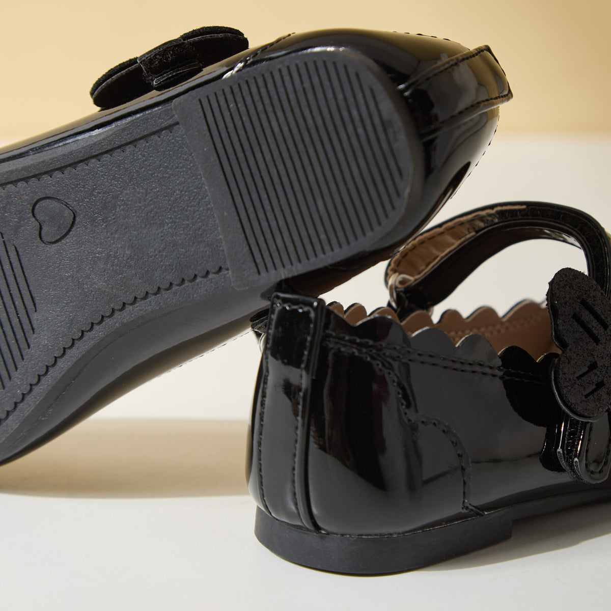 Butterfly Accent Ballerina Shoes with Hook and Loop Closure