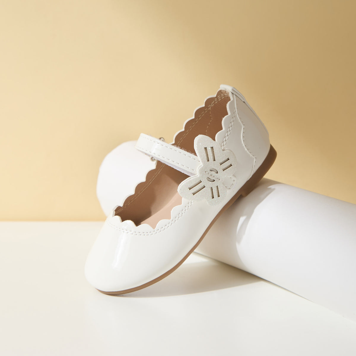 Butterfly Accent Ballerina Shoes with Hook and Loop Closure