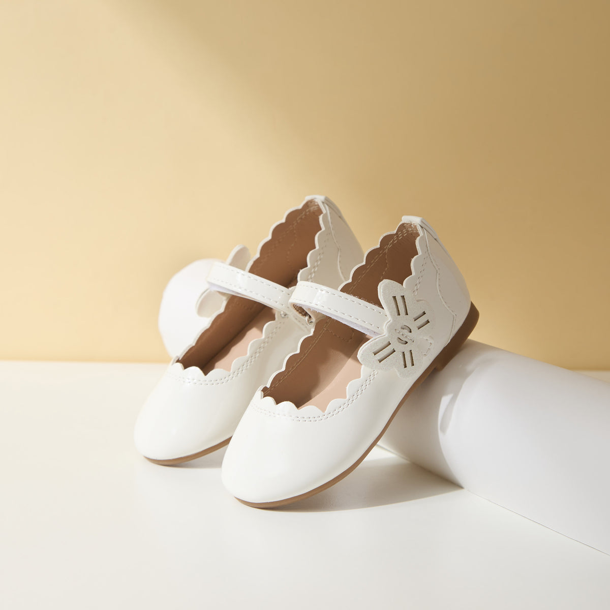Butterfly Accent Ballerina Shoes with Hook and Loop Closure