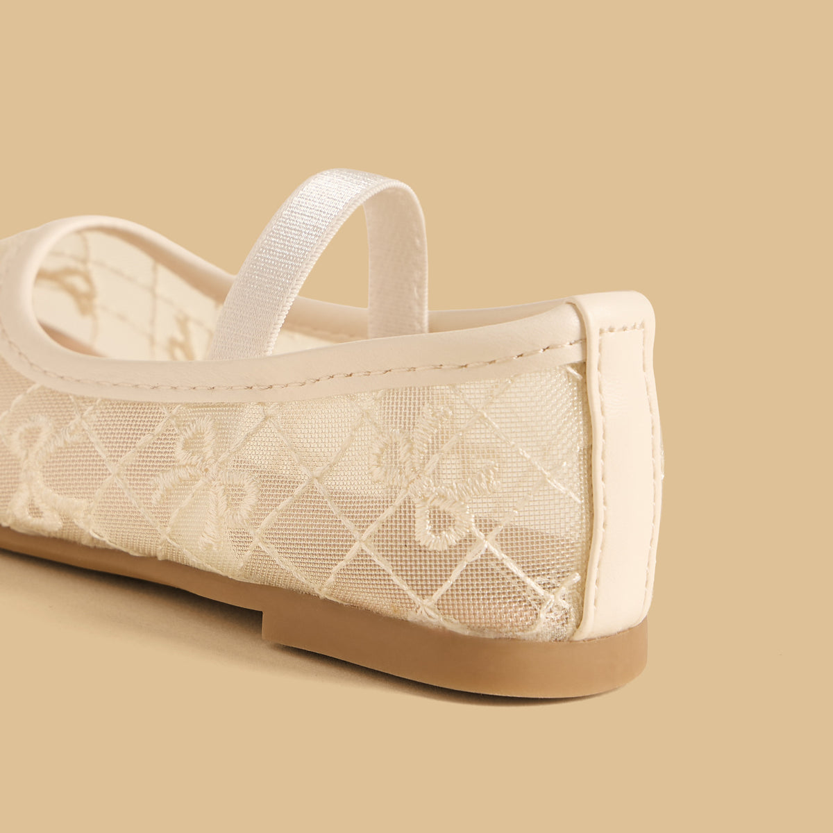 Bow Embroidered Ballerina Shoes with Elasticated Strap