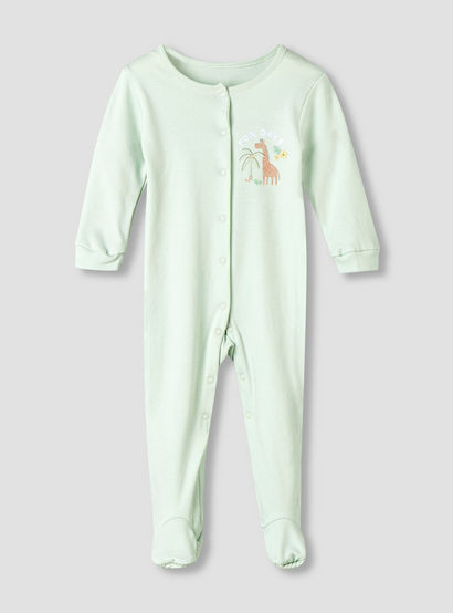 Pack of 3 Juniors Cotton Round Neck Long Sleeve Sleepsuit with Snap Button Closure-baby-girls-clothing-nightwear-sleepsuits-image-3