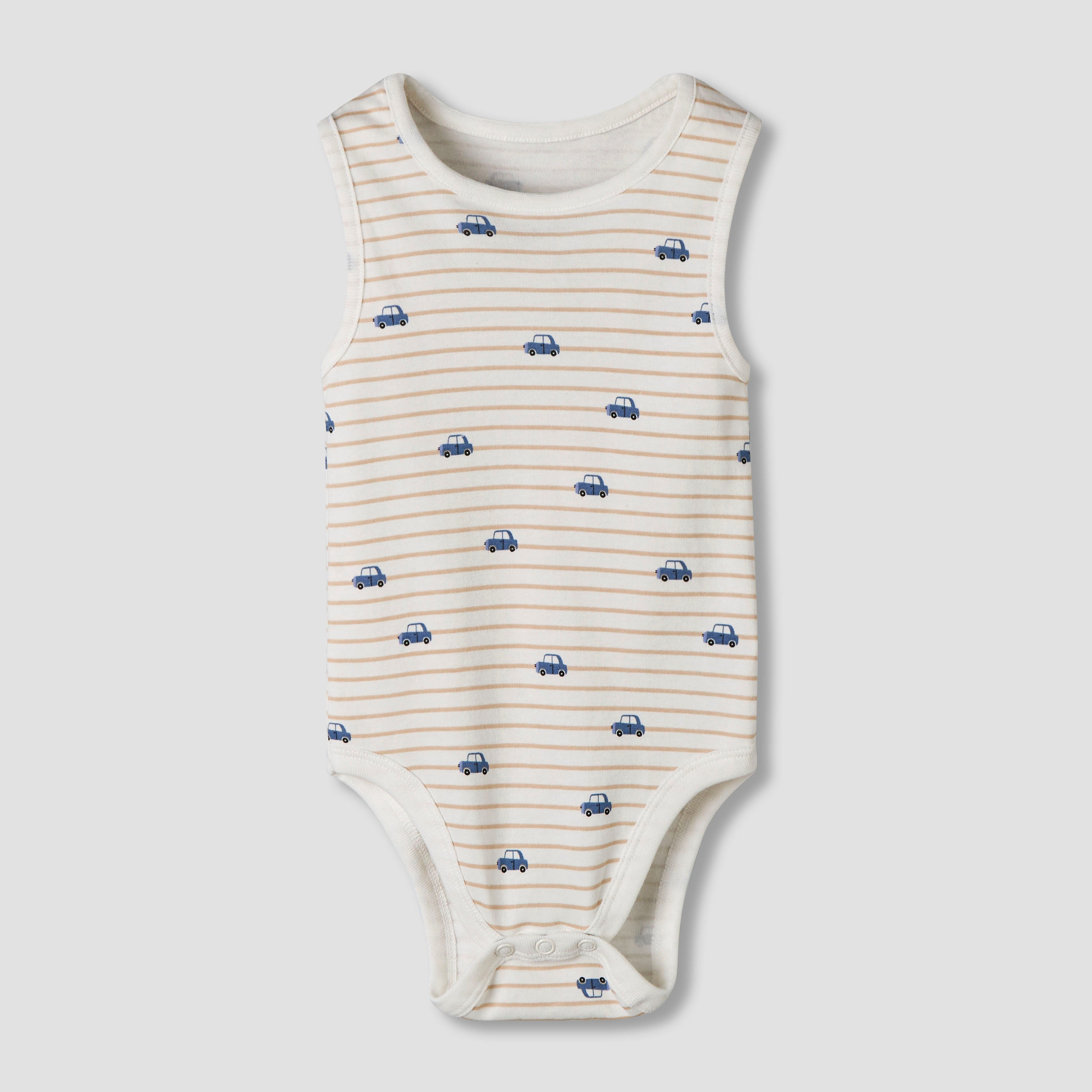 Pack of 7 Juniors Cotton Sleeveless Bodysuit with Vehicle Print