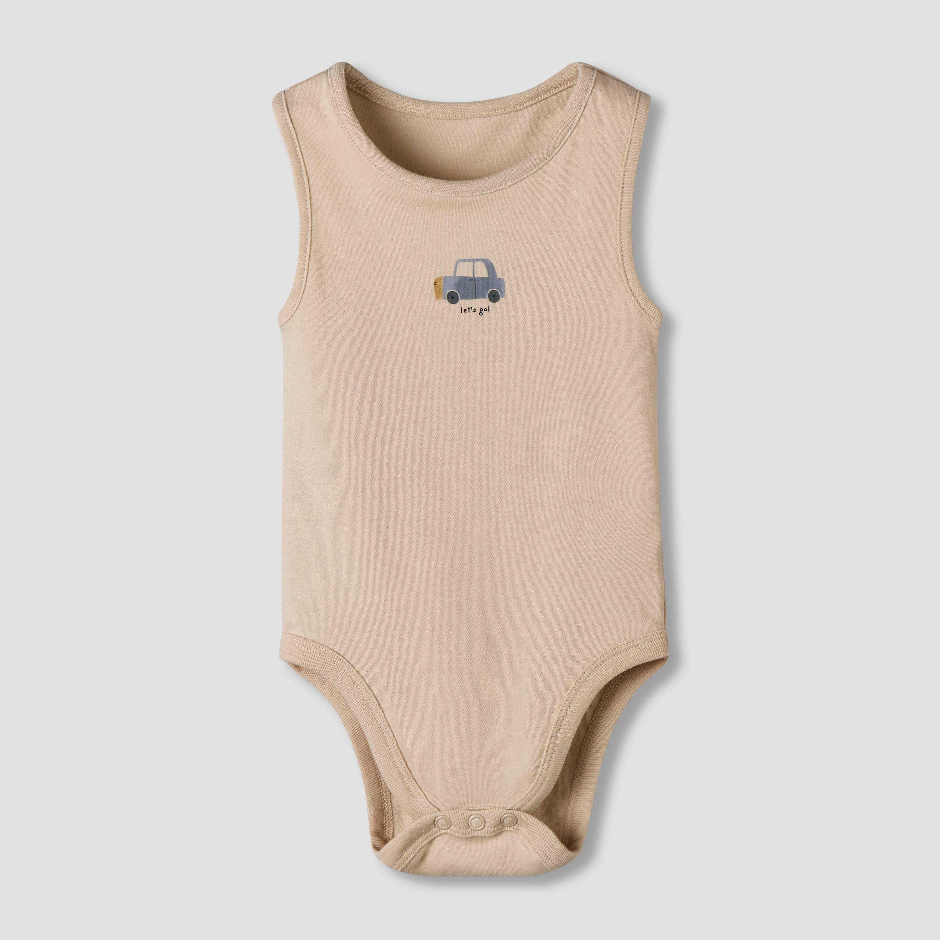 Pack of 7 Juniors Cotton Sleeveless Bodysuit with Vehicle Print