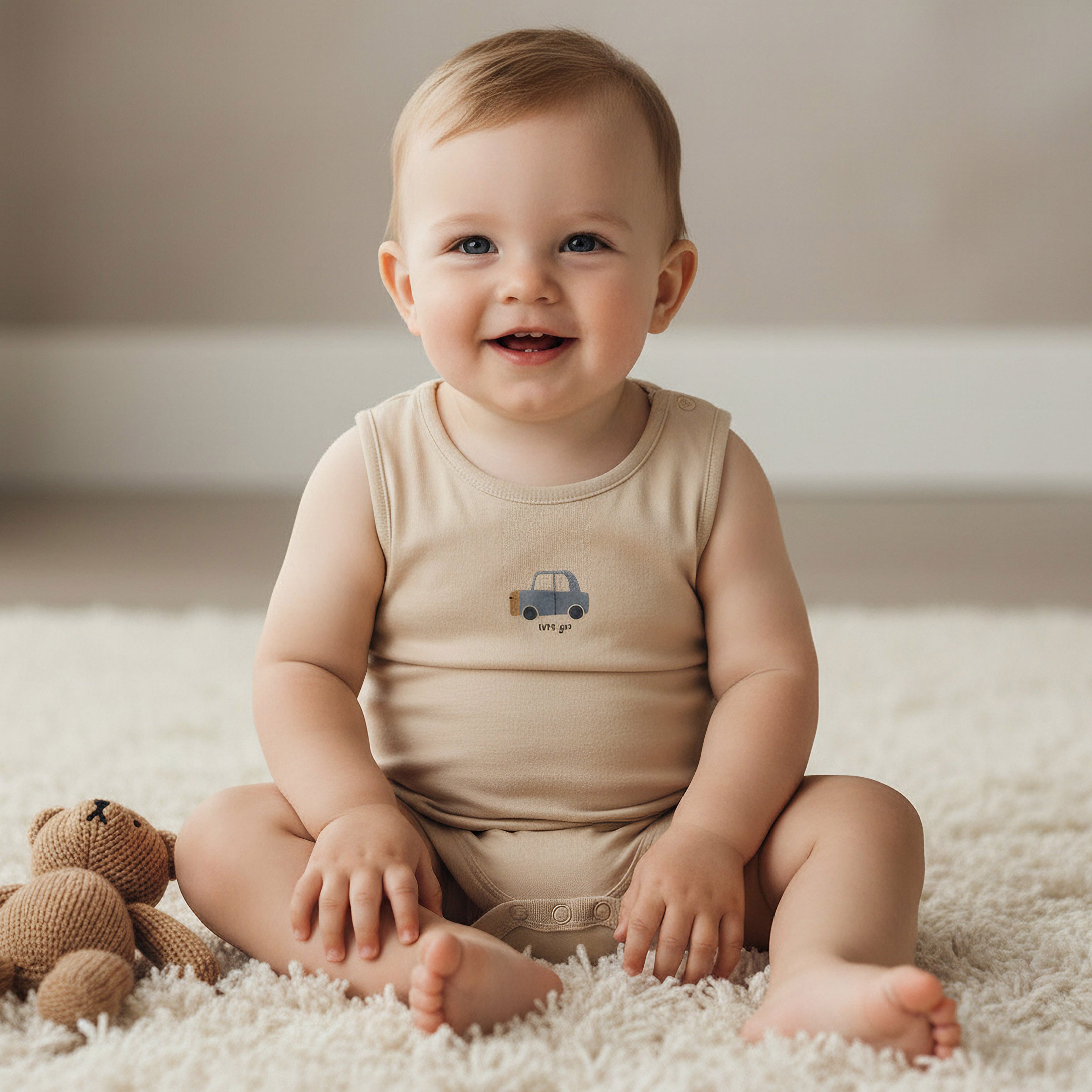 Pack of 7 Juniors Cotton Sleeveless Bodysuit with Vehicle Print