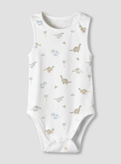 Pack of 7 Juniors Cotton Round Neck Sleeveless Bodysuit with Dinosaur Print-baby-boys-clothing-bodysuits-image-6