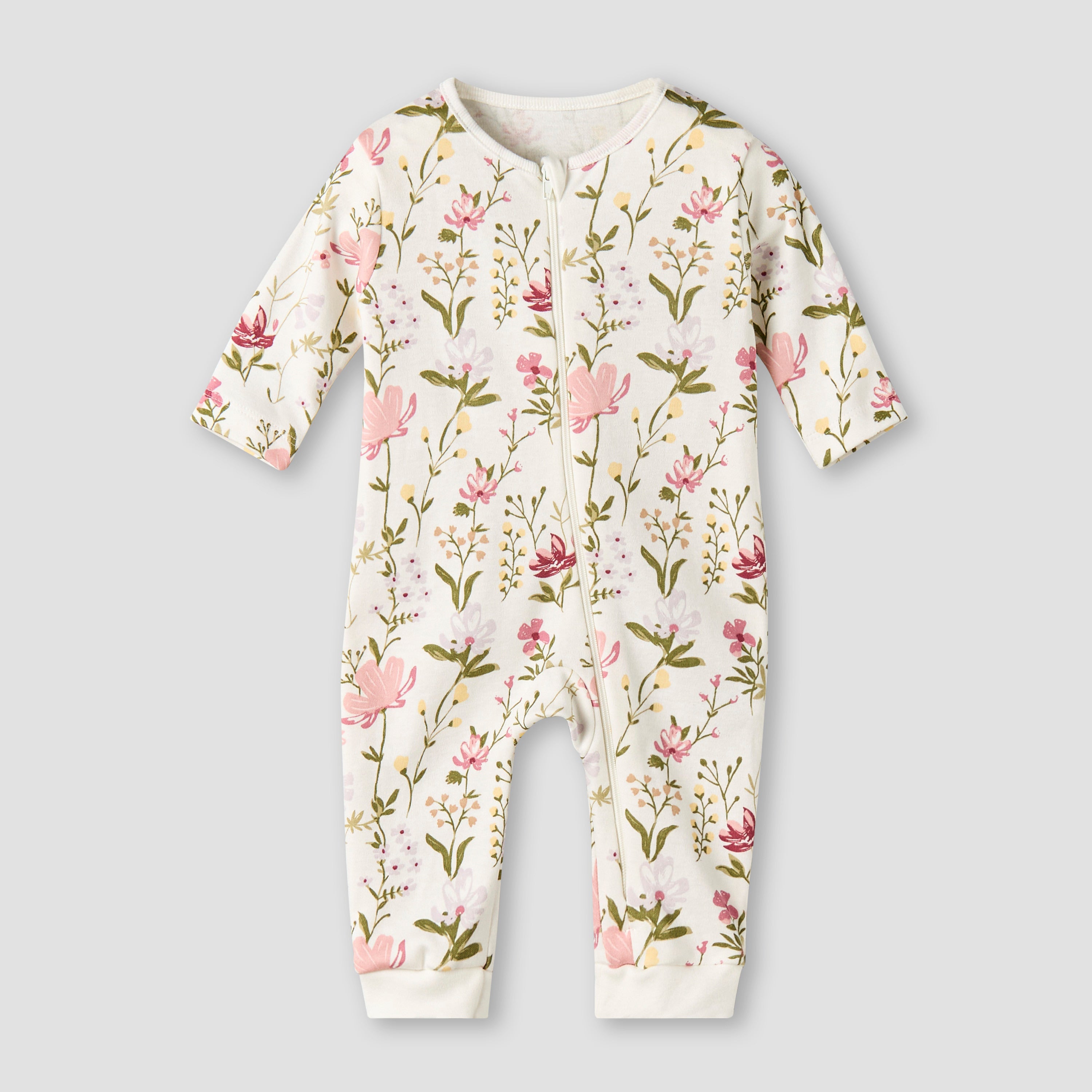 Pack of 3 Juniors Cotton Long Sleeves Sleepsuit with Floral Print