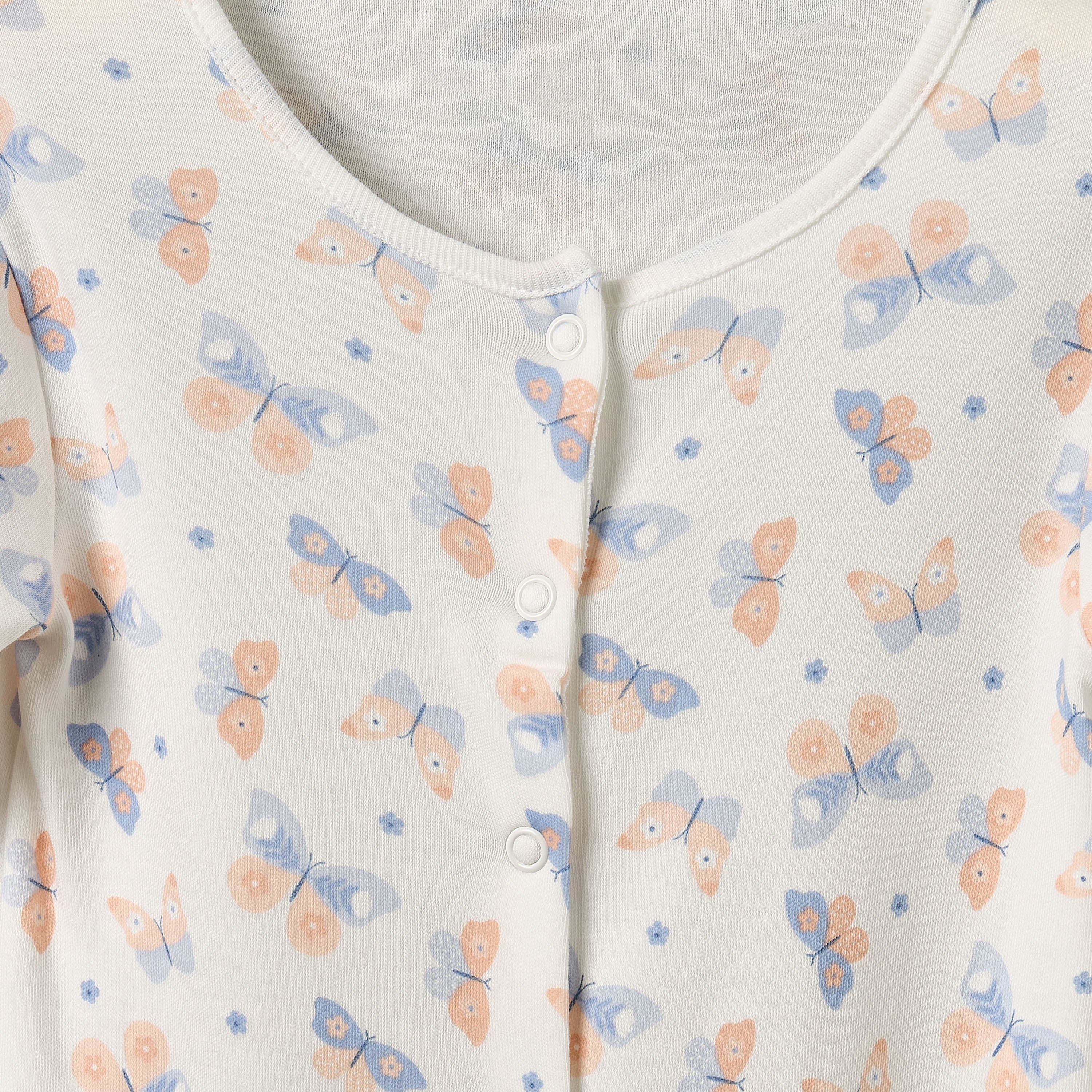Pack of 3 Juniors Cotton Crew Neck Long Sleeves Sleepsuit with Assorted Print