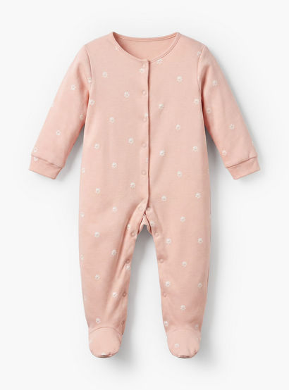 Pack of 3 Juniors Cotton Crew Neck Long Sleeves Sleepsuit with Floral Print-baby-girls-clothing-nightwear-sleepsuits-image-5