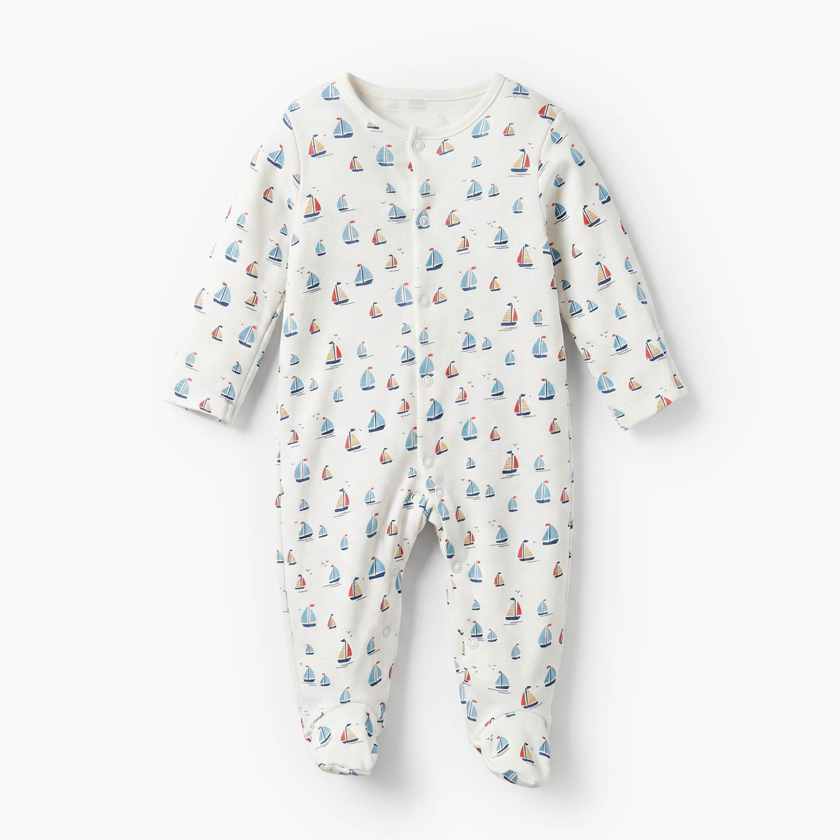 Pack of 3 Juniors Cotton Crew Neck Long Sleeves Sleepsuit with Nautical Print
