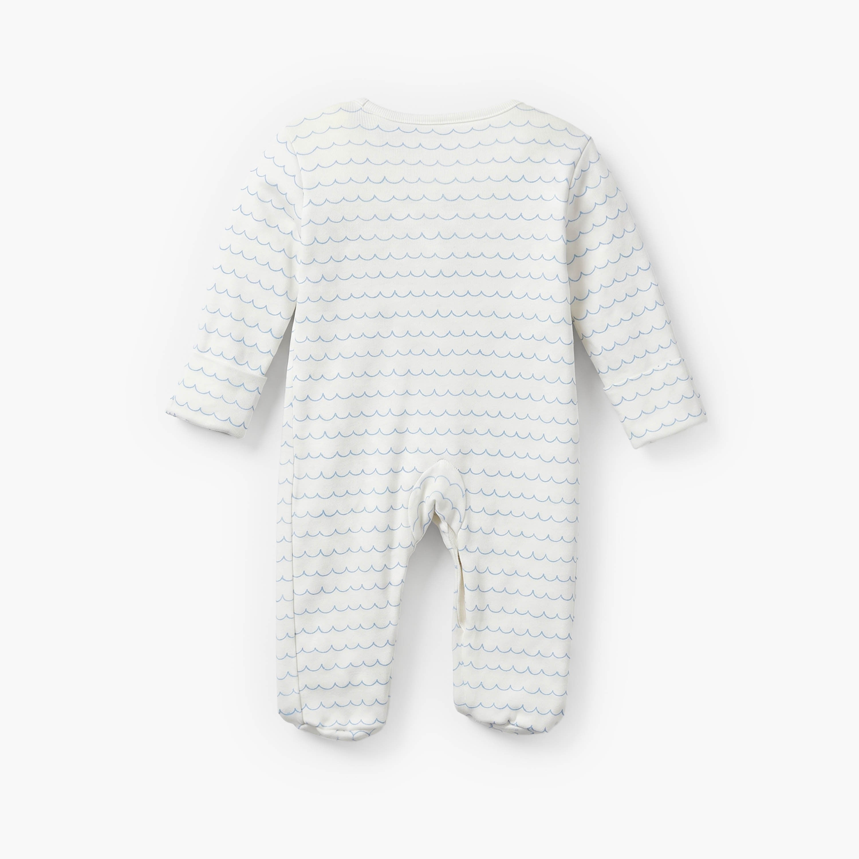 Pack of 3 Juniors Cotton Crew Neck Long Sleeves Sleepsuit with Nautical Print