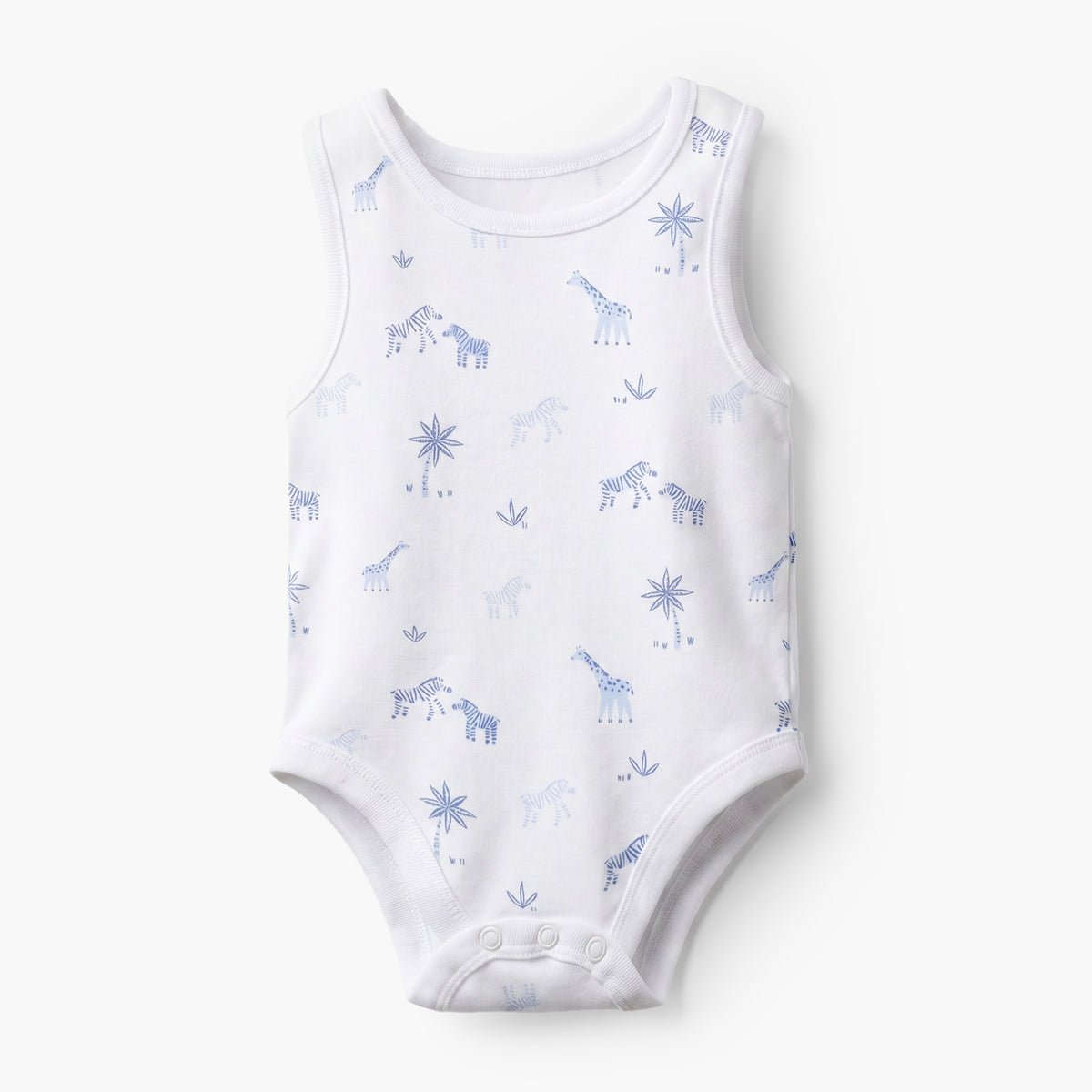 Pack of 7 Juniors Crew Neck Sleeveless Bodysuit with Safari Print