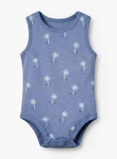 Pack of 7 Juniors Crew Neck Sleeveless Bodysuit with Safari Print-baby-boys-clothing-bodysuits-image-7