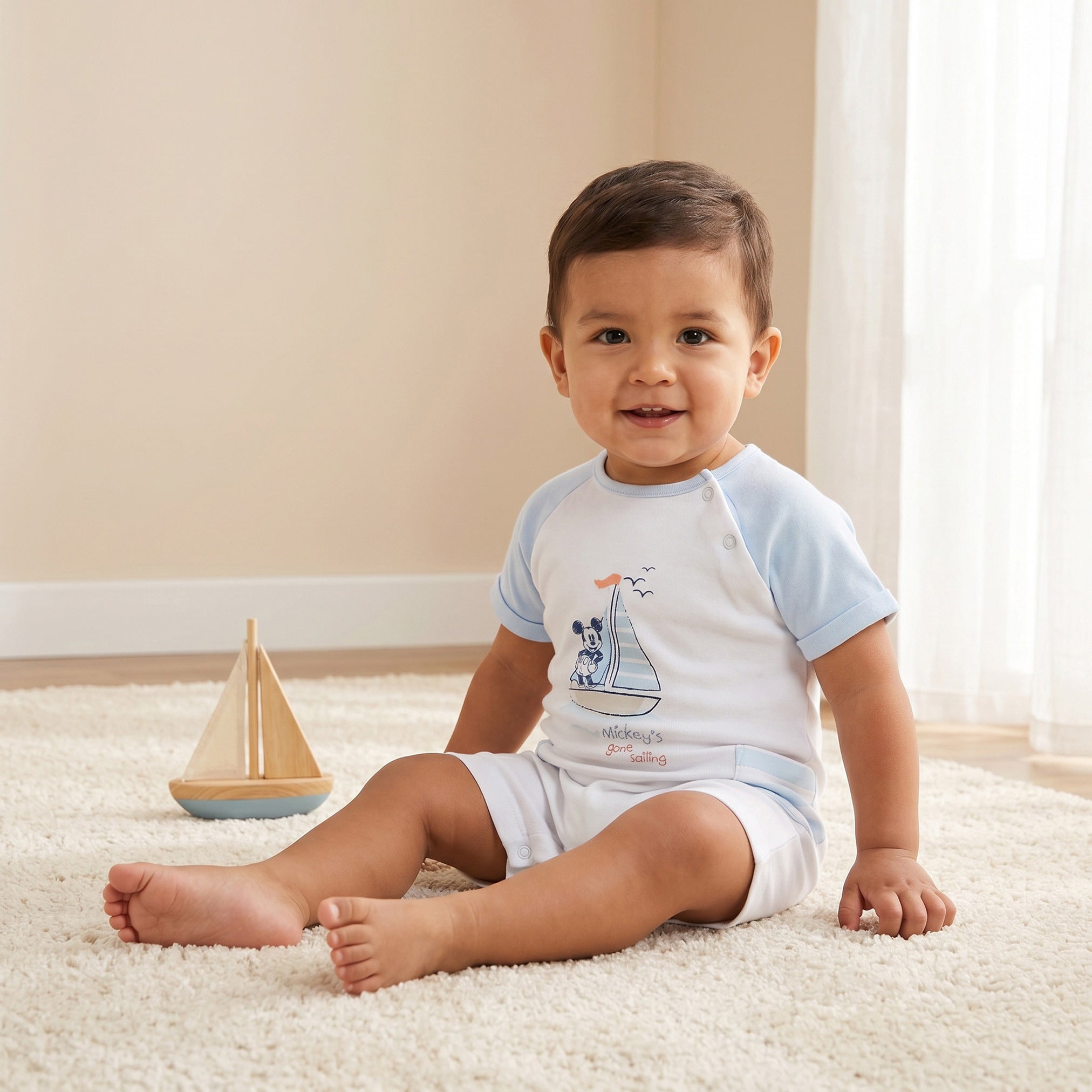 Disney Cotton Long Sleeves Sleepsuit with Mickey Mouse Print