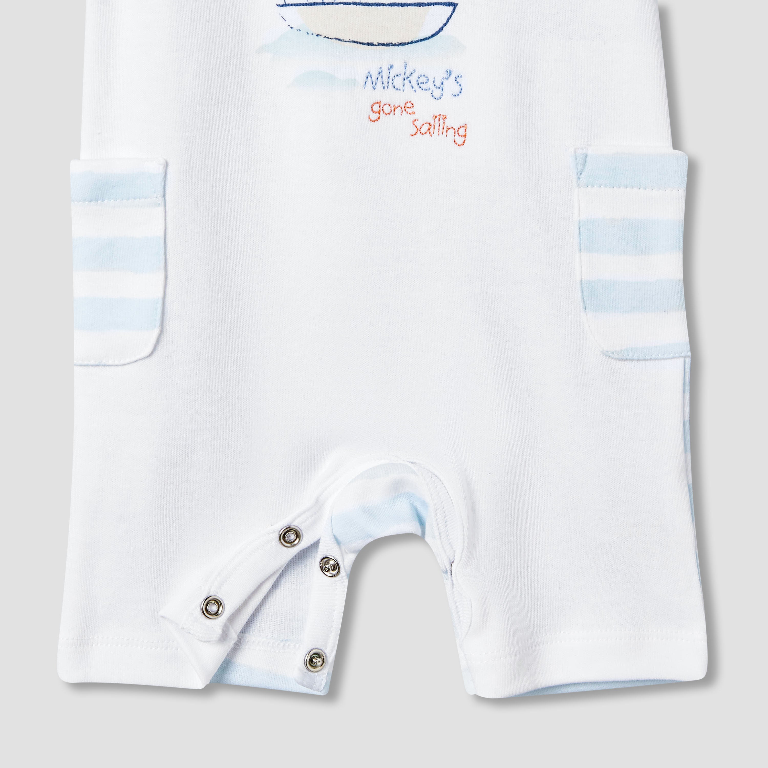 Disney Round Neck Short Sleeves Romper with Mickey Mouse Print
