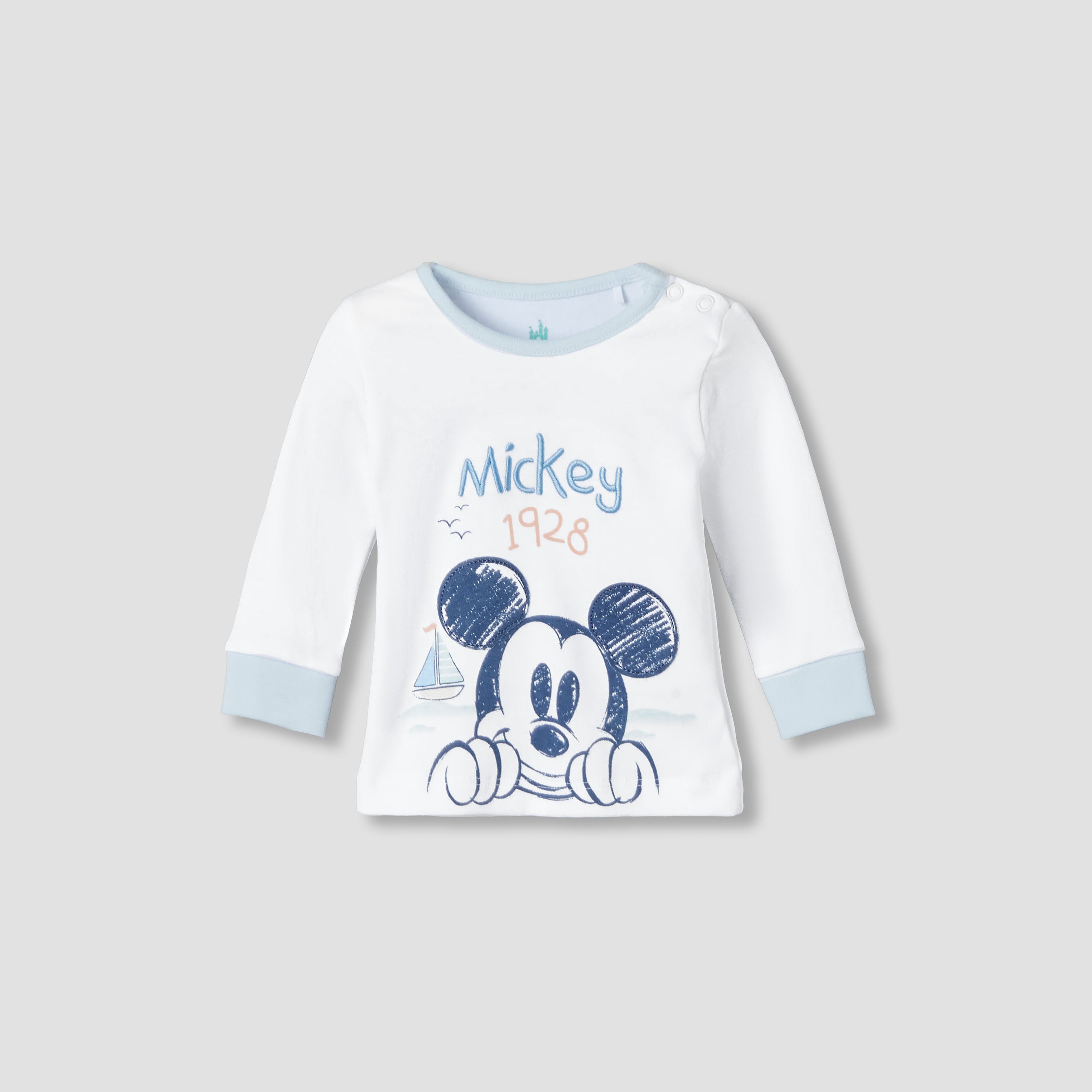 Disney Cotton Round Neck Long Sleeves Pyjama Set with Mickey Mouse Print