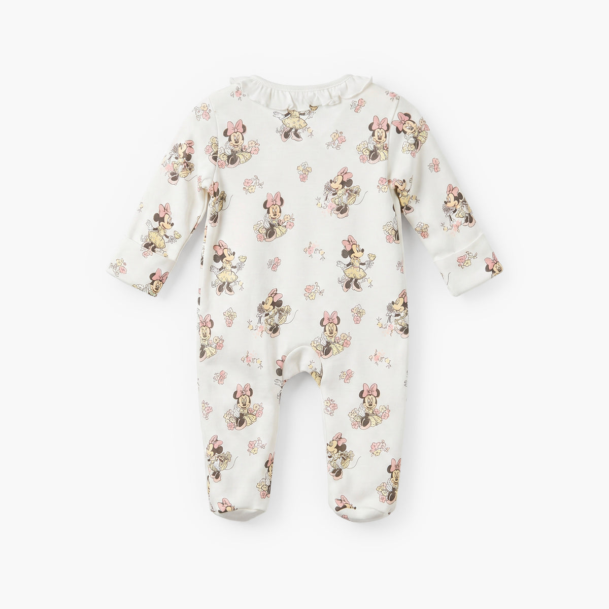 Disney Cotton Crew Neck Long Sleeves Sleepsuit with Minnie Mouse Print