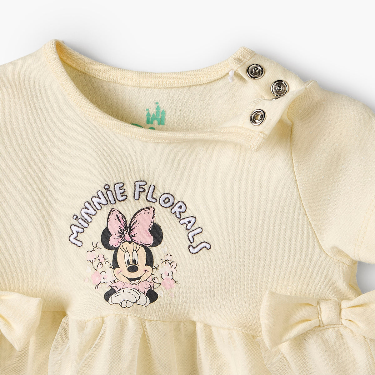 Disney Round Neck Short Sleeves Knee Length Dress with Minnie Mouse Print