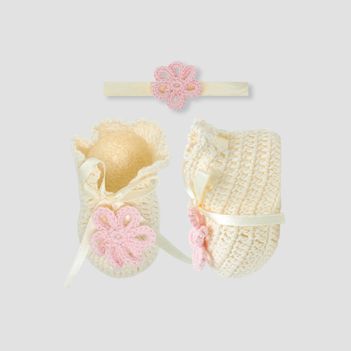 Giggles Girls Booties with Headband - Cotton - Set of 2