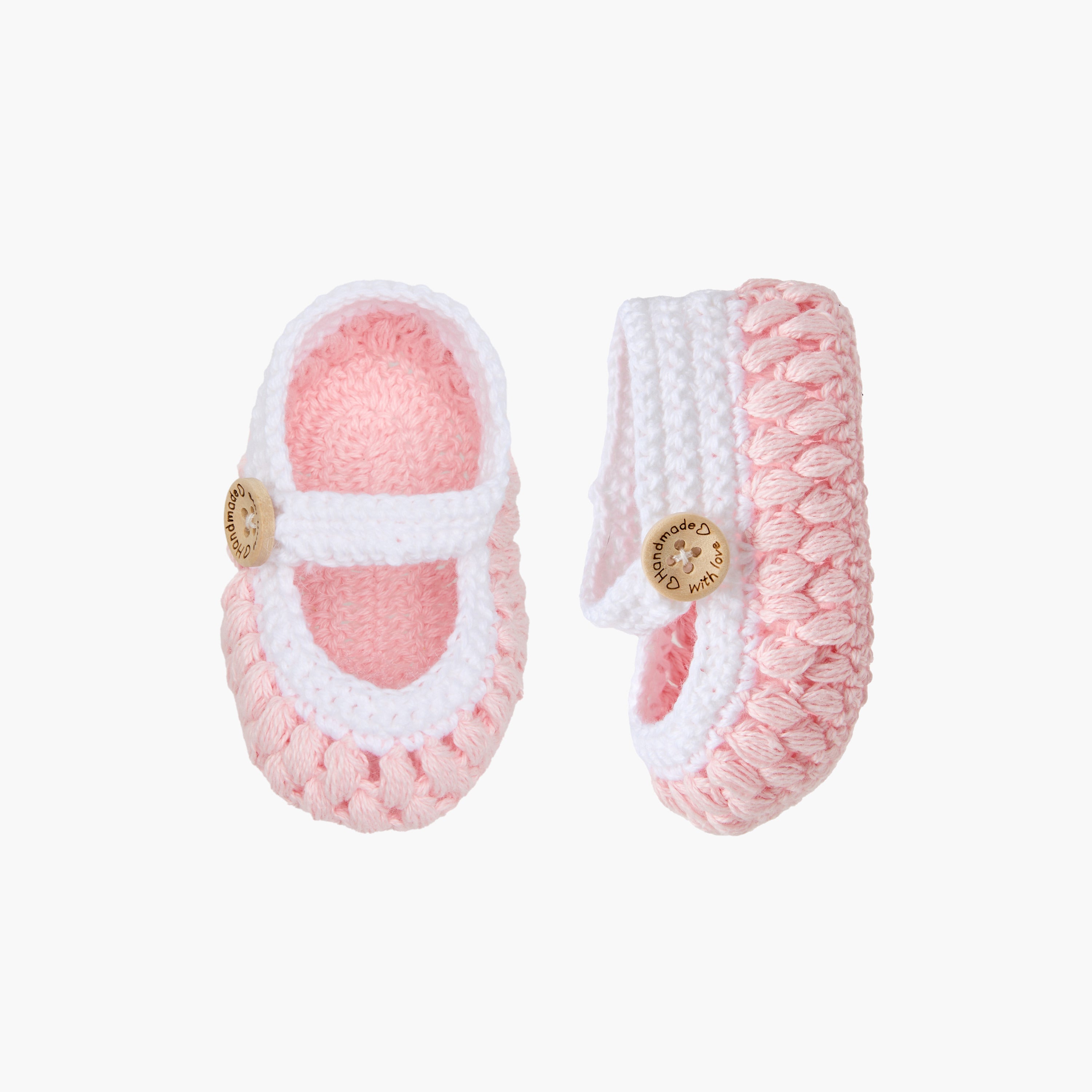Set of 2 Giggles Booties and Headband with Crochet Design