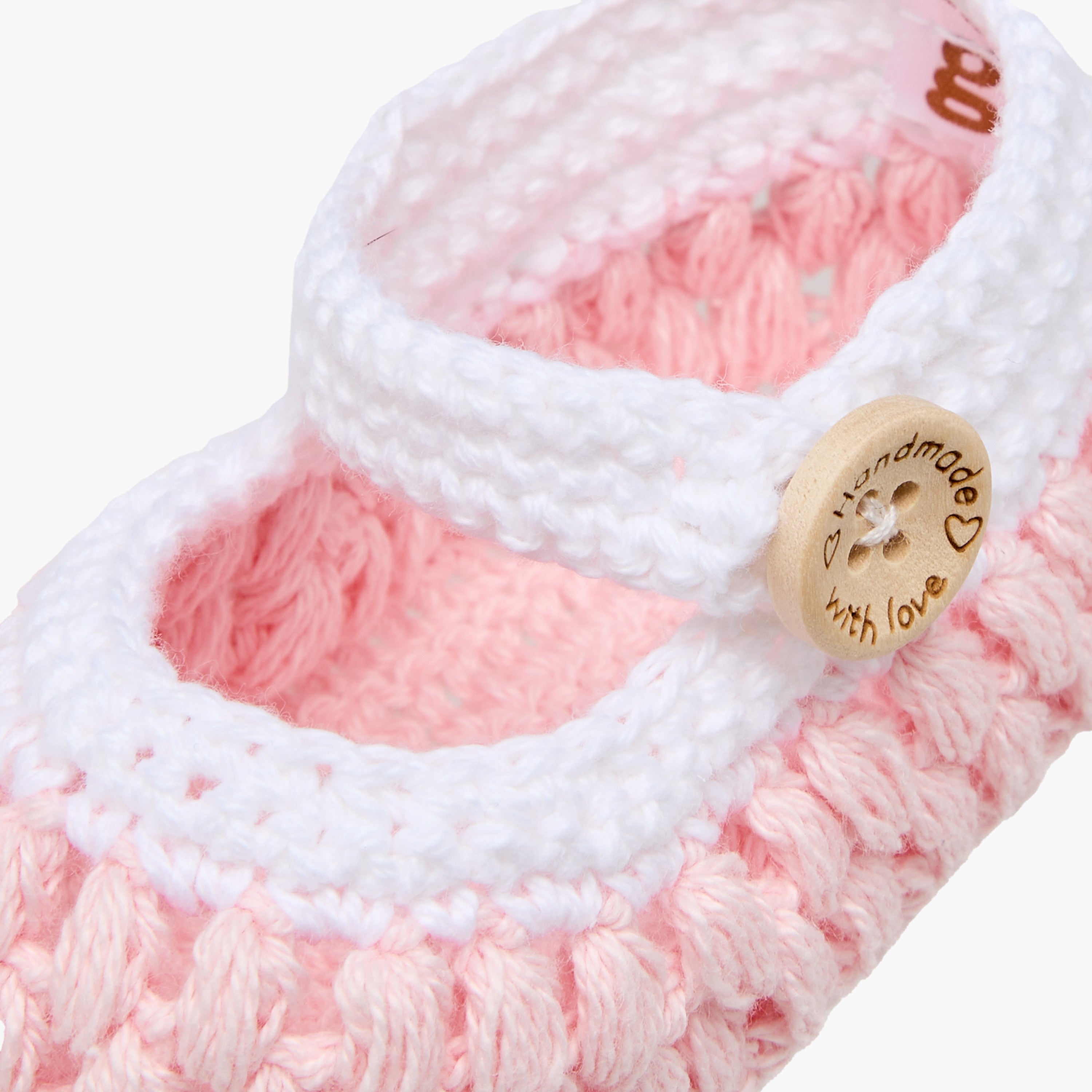 Set of 2 Giggles Booties and Headband with Crochet Design