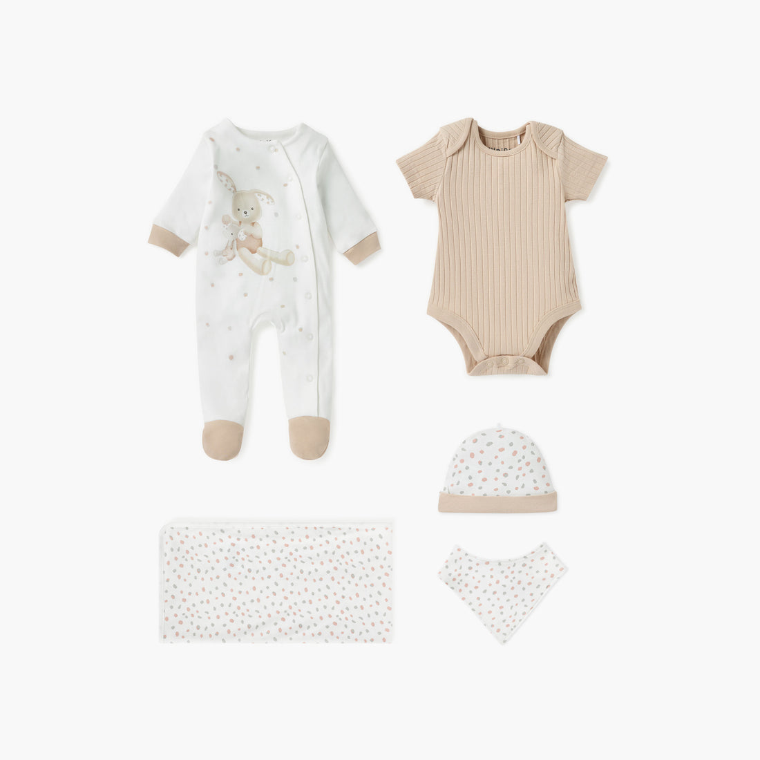 Juniors 5-Piece Printed Clothing Gift Set - Beige / 0-3 mths