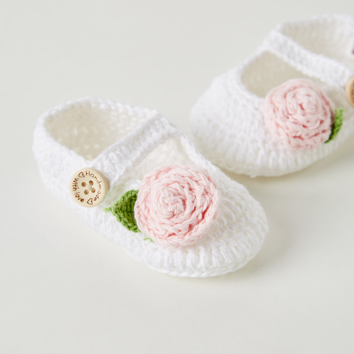 Giggles Floral Applique Knitted Booties and Headband Set