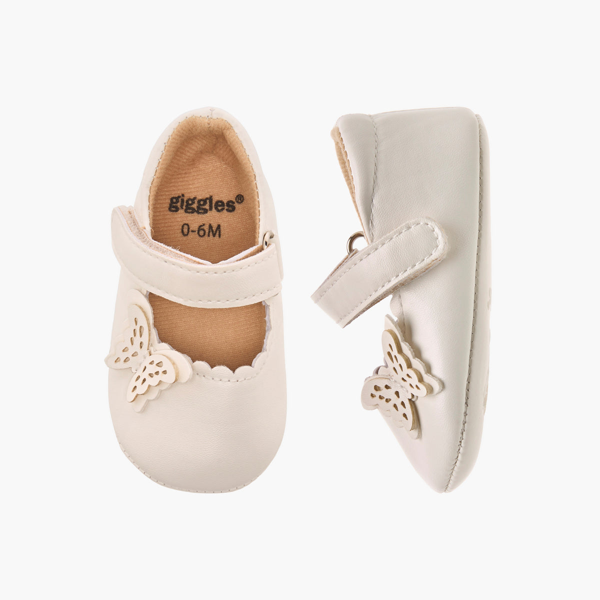 Giggles Butterfly Accent Booties with Hook and Loop Closure