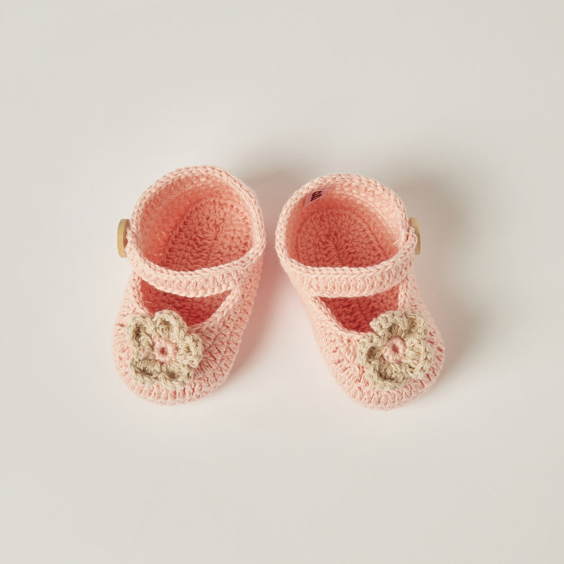 Giggles Crochet Textured Slip-on Booties with Button Detail