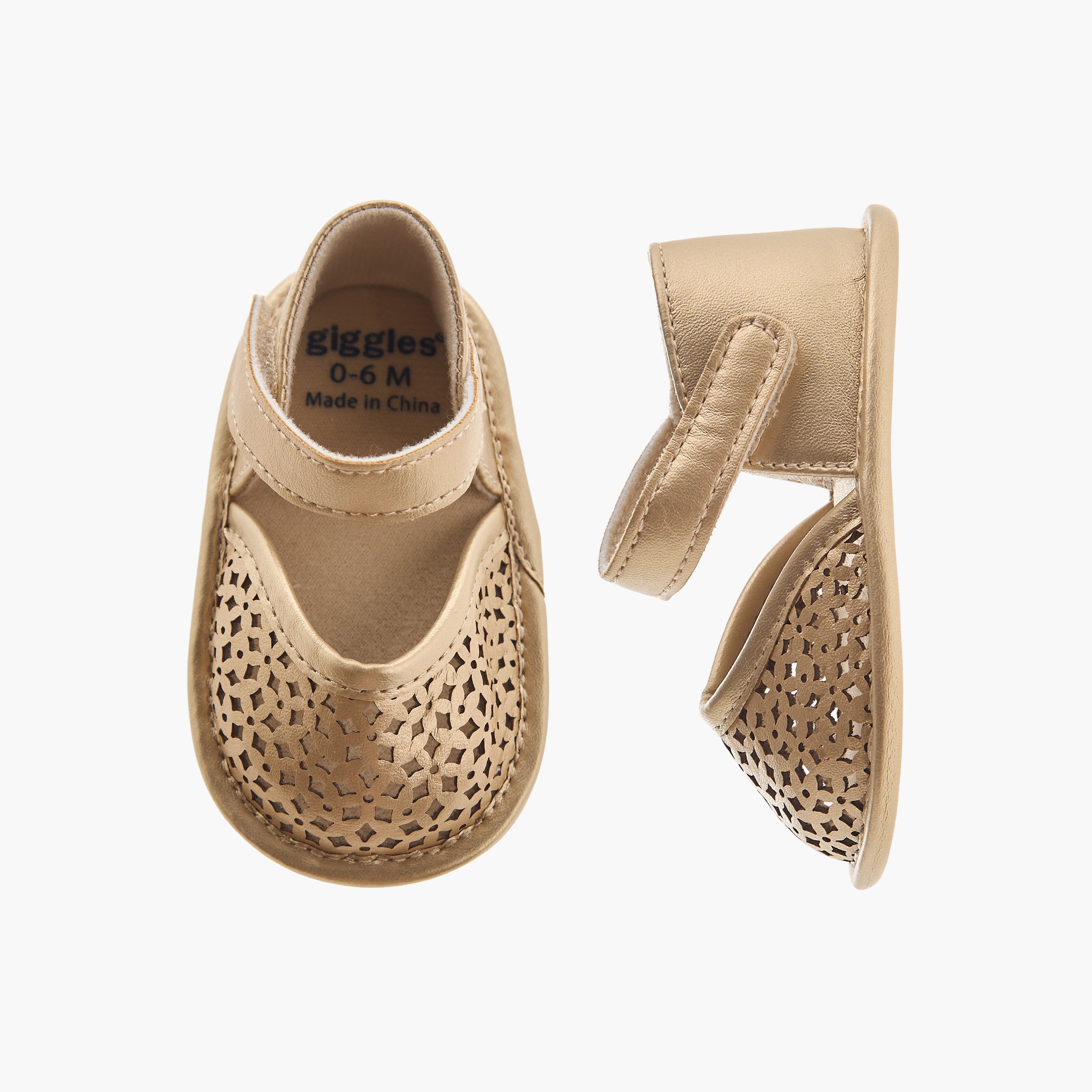 Giggles Sandals with Hook and Loop Closure, Cutout Detail