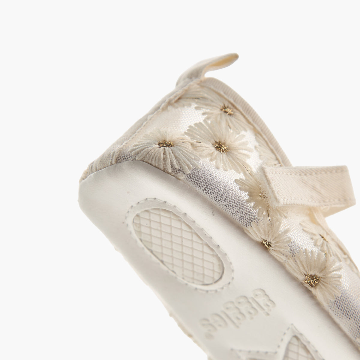 Giggles Shoes with Hook and Loop Closure, Floral Embroidered
