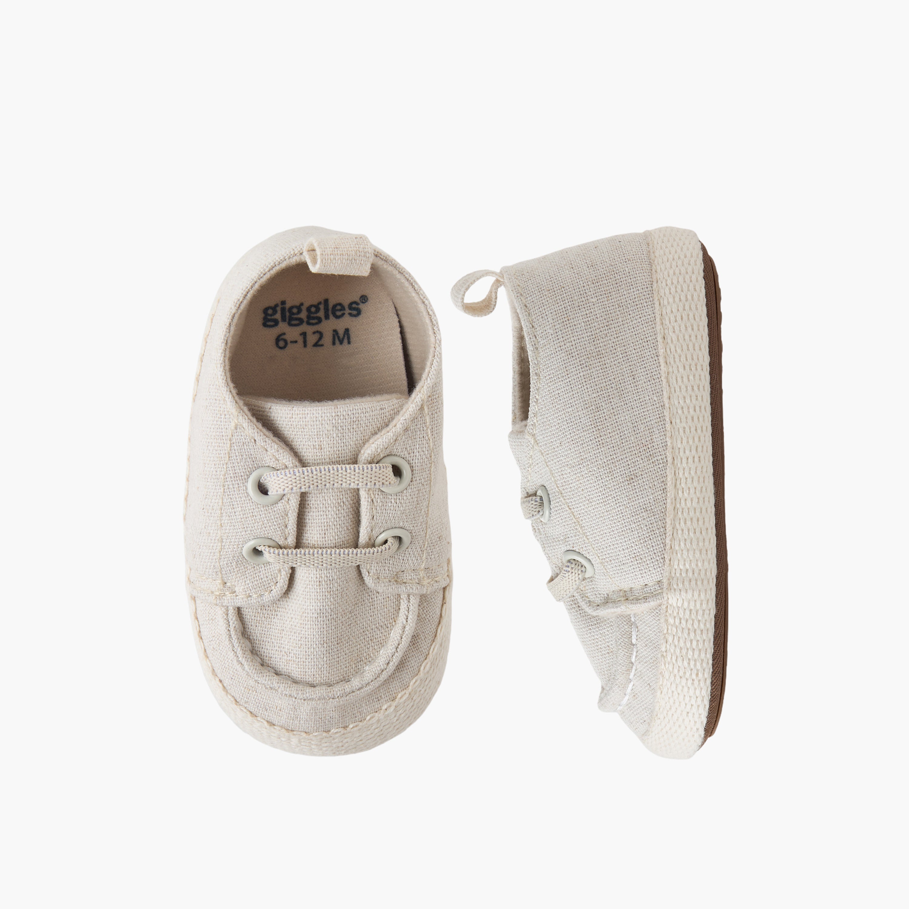 Giggles Booties with Lace-Up Closure - Beige / 12-18 mths