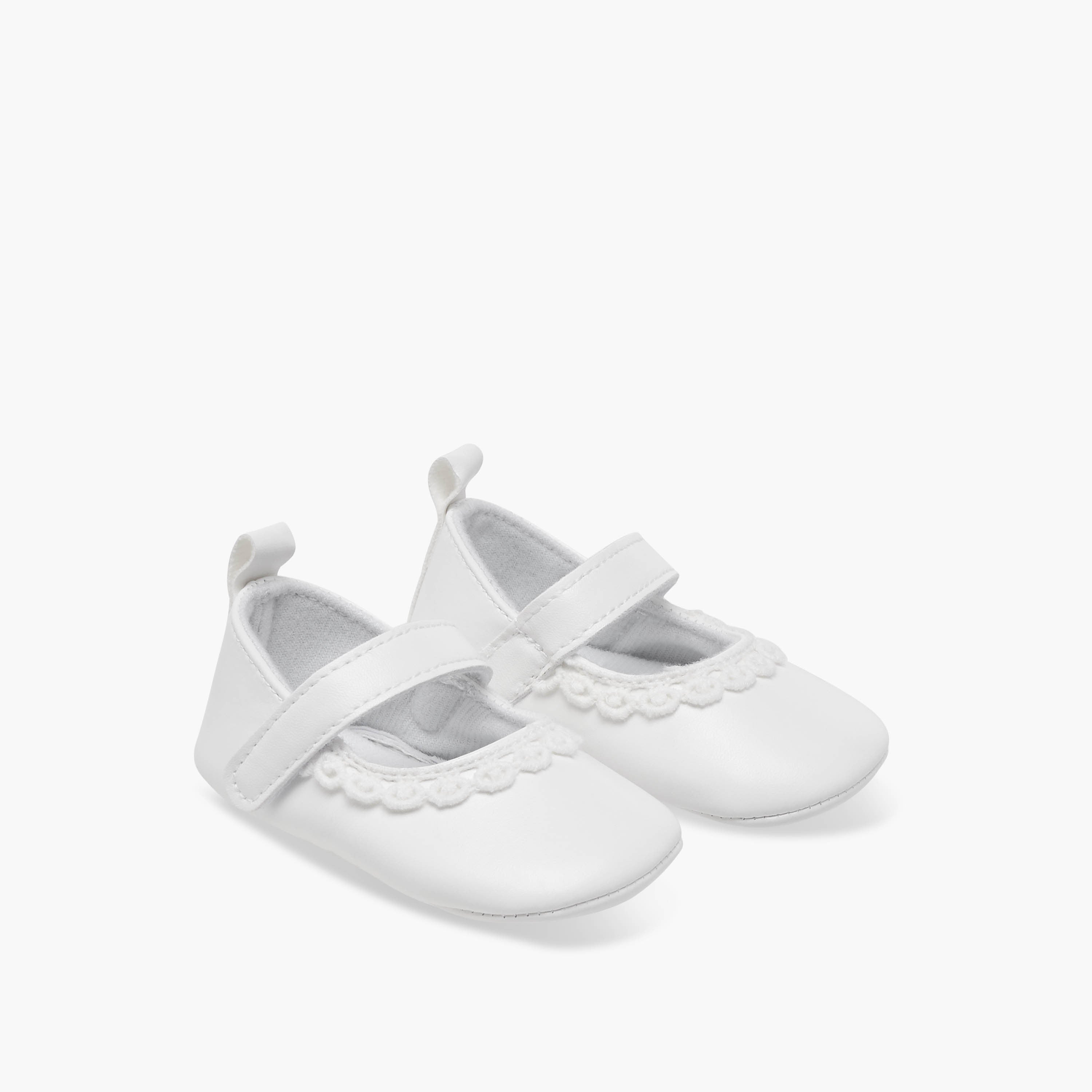 Juniors Lace Trim Booties with Hook and Loop Closure