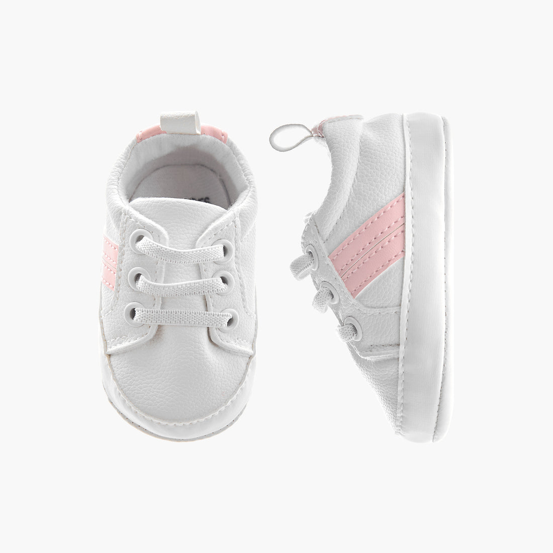 Juniors Shoes with Lace-Up Closure, Panelled Design - White / 12-18 mths
