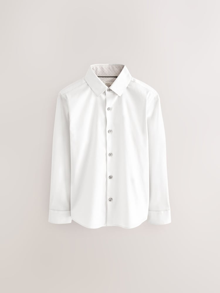White Long Sleeves Smart Trimmed Shirt (3-16yrs)